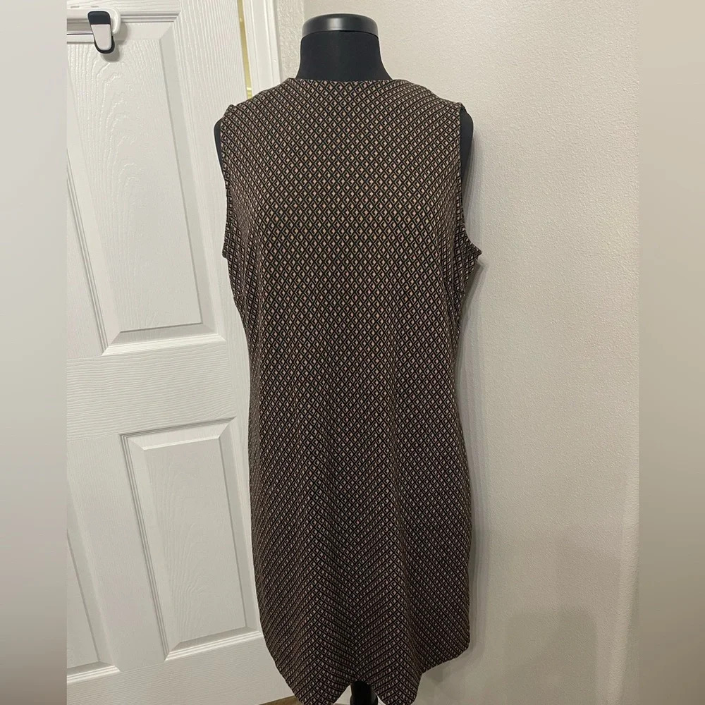Chico's Double Diamond Knit Mockneck Shift Dress Black Tan Size 2 (US large 12)